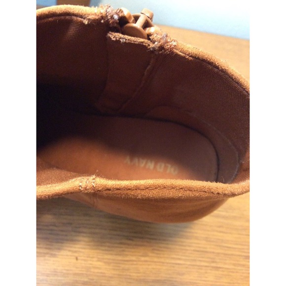 Old Navy Boots Womens 10 Ankle Booties Block Heels Comfort Brown Suede Side Zip - Picture 5 of 7